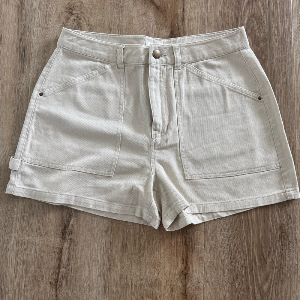 Billabong Cream Jean Shorts High-Waisted Relaxed Fit